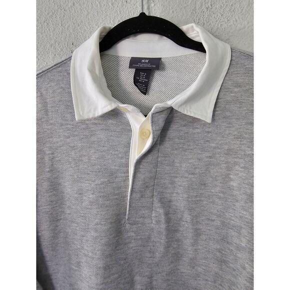 H&M Mens Sweat Shirt Sz Medium Pop Over Gray Collared Long Sleeves Gorpcore - Picture 10 of 10
